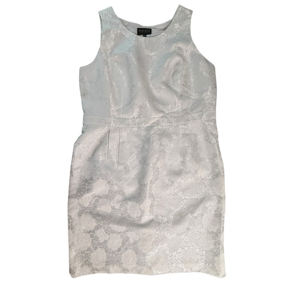 John Meyer Collection  Plus Size Jacquard Floral Textured White Formal Dress - Picture 2 of 15